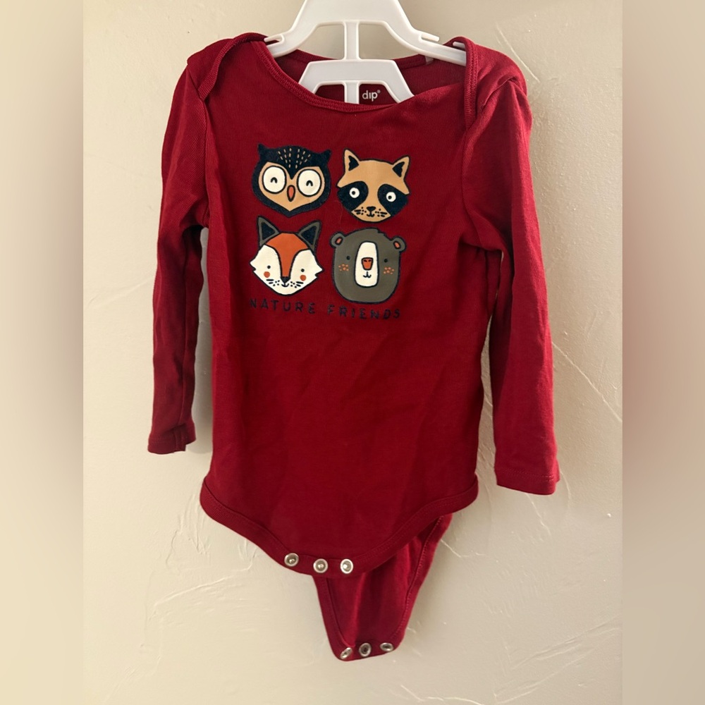 dip Maroon Long Sleeve Baby Bodysuit
